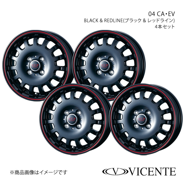 VICENTE/04 EV エブリイワゴン DA17W アルミホイール4本セット【14×4.5J 4-100 INSET50 BLACK  &REDLINE】0035664