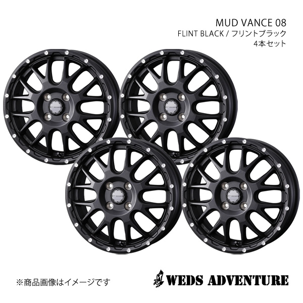 WEDS ADVENTURE/MUD VANCE 08 ワゴンR MH34S/MH44S アルミホイール4本セット【14×4.5J 4 100 INSET45 FLINT BLACK】0041121×4 :ww qq e f2 h 303566s:車楽院