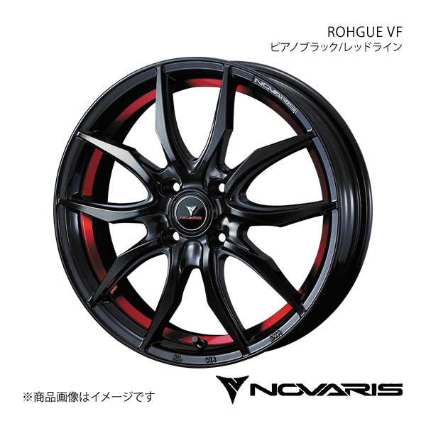 NOVARIS/ROHGUE VF スイフト ZC72S XG/RS(〜2012/11) アルミホイール1本【17×6.5J 4-100 INSET42 ピアノブラック/レッドライン】0040064｜syarakuin-shop