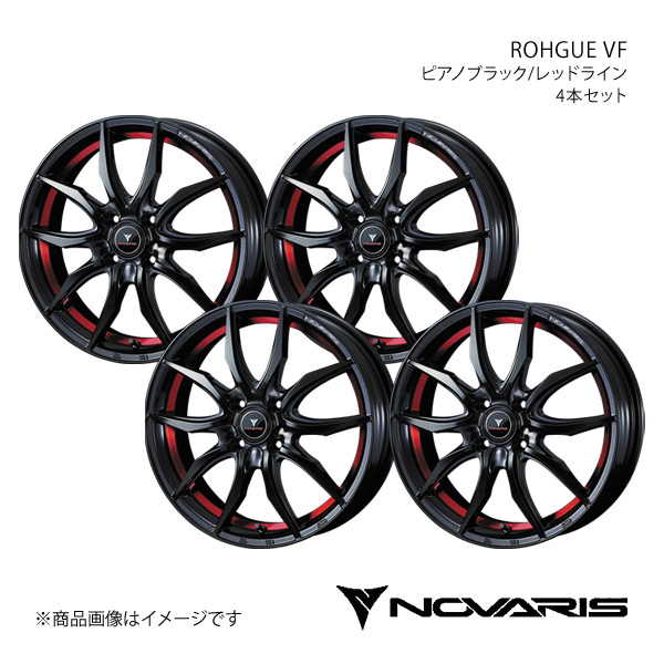 NOVARIS/ROHGUE VF アルトラパン HE22S アルミホイール4本セット【14×4.5J 4-100 INSET45 ピアノブラック/レッドライン】0040089×4｜syarakuin-shop