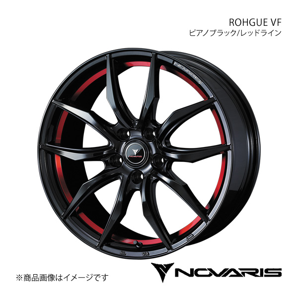 NOVARIS/ROHGUE VF エスクード YD21S/YE21S ボルト車 アルミホイール1本【17×7.0J 5-114.3 INSET47 ピアノブラック/レッドライン】0040067｜syarakuin-shop