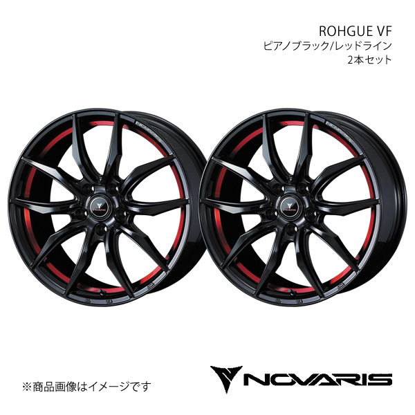 NOVARIS/ROHGUE VF インプレッサアネシス GE系 ホイール2本セット【17×7.0J 5-100 INSET47 ピアノブラック/レッドライン】0040068×2｜syarakuin-shop