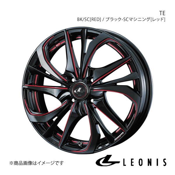 LEONIS/TE フレア MJ34S/MJ44S アルミホイール1本【15×4.5J 4 100 INSET45 BK/SC[RED](ブラック/SCマシニング[レッド])】0038740 :ww qq e f2 i 17967s:車楽院