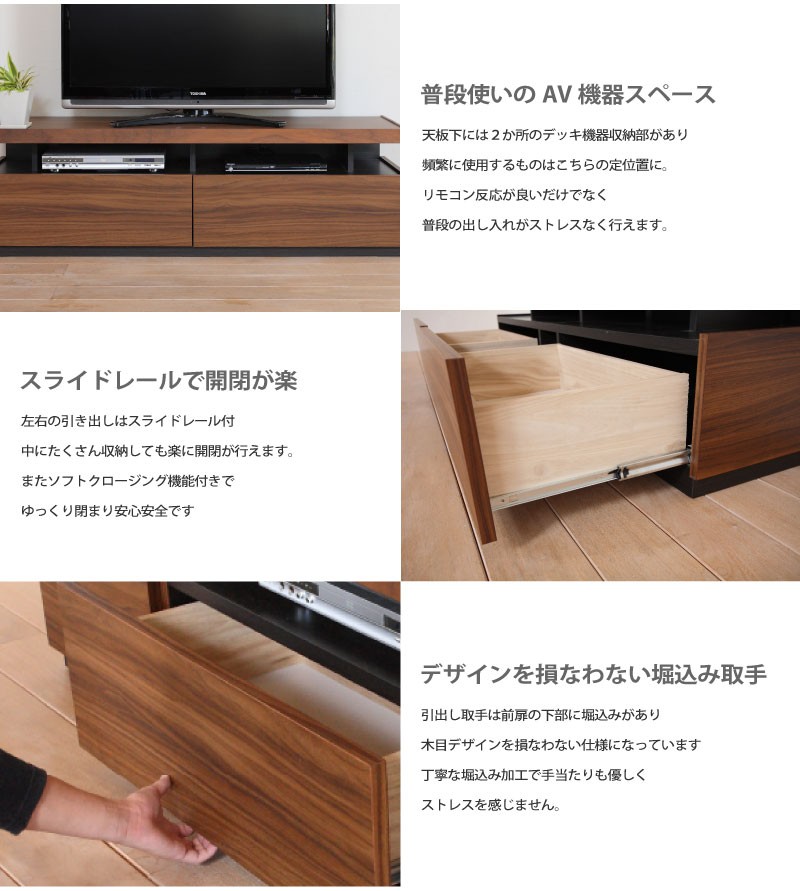 未使用訳あり 幅150 奥行43 高さ37.6 テレビ台 木製 引出し 収納 雑貨