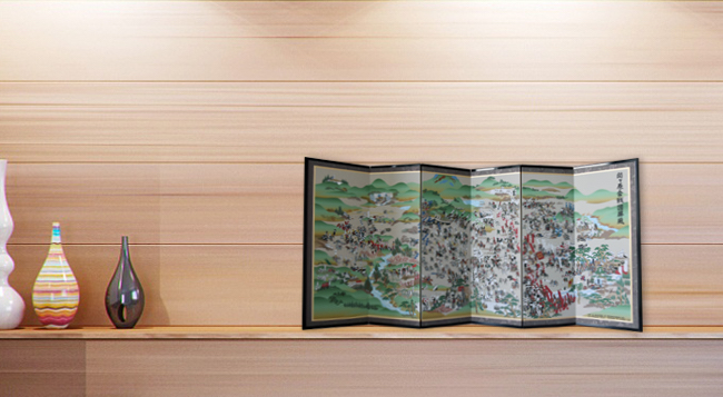 関ヶ原合戦図屏風（中） 屏風 衝立 和風 屏風の作り方 屏風立て