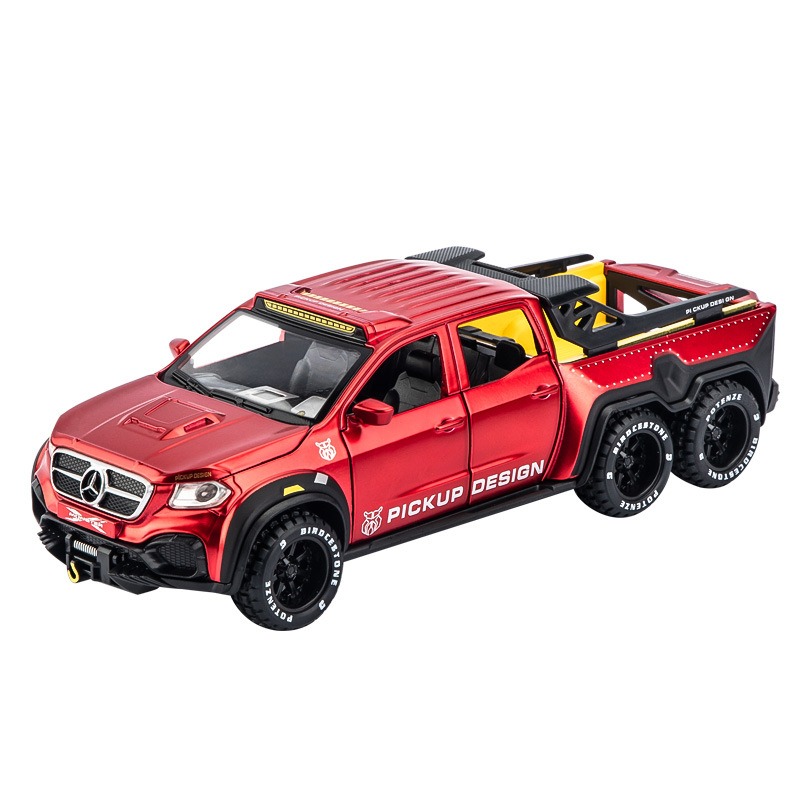 1/28 Mercedes Benz X-Class ピックアップ 6X6 モデルカー ミニカー ヘッドライト点灯 プルバック式