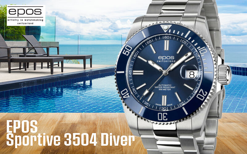 エポス（EPOS） /3504 Diver/ダイバーズウォッチ/3504BL ブルー 腕時計