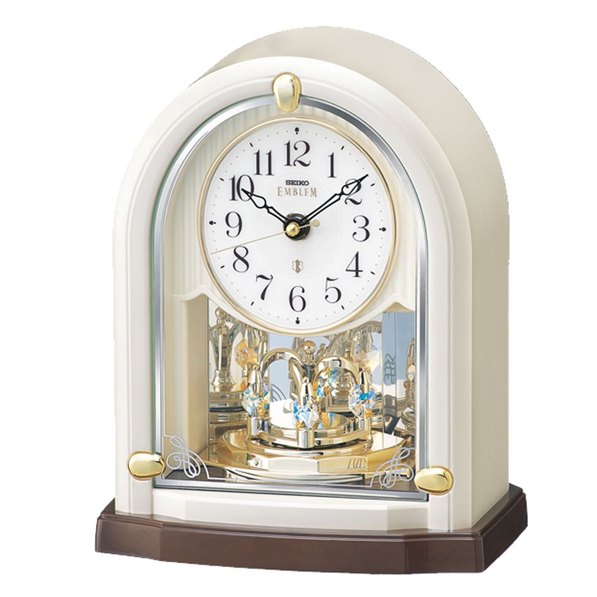 SEIKO EMBLEM（セイコー エムブレム）回転飾り付 電波置き時計 HW593W 白 プレート文字刻印可能