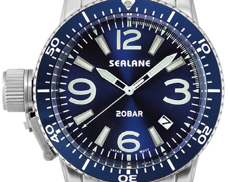 【SEALANE】シーレーン『SE57』クォーツ ダイバー20BAR ブラック SEALANE SEALANE(シーレーン) クォーツ 直径48mm 腕時計 ブルー