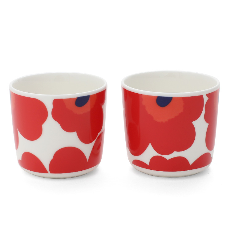 marimekko - marimekko(マリメッコ) 食器新品同様  - イエロー×ピンク×白 花柄/ラテマグカップ×2/プケッティ marimekko(マリメッコ) 食器新品同様 - イエロー×ピンク×白 花柄