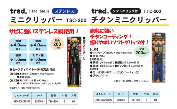 業務用6個セット) TRAD ミニクリッパー/作業工具 〔ステンレス鋼刃