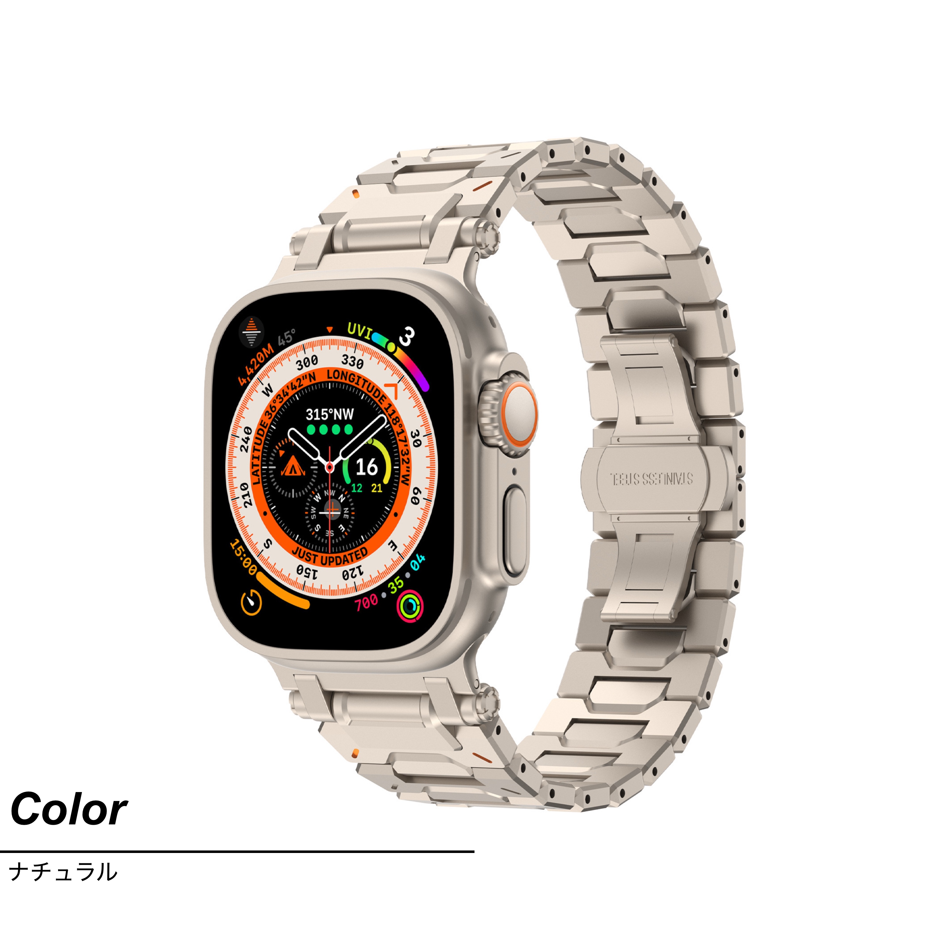アップルウォッチ バンド Apple Watch ベルト 10 ステンレス 46mm 44mm 45mm SE チタン セット ウルトラ 2 Ultra 49mm Series 9 8 7 高級 Dバックル チタニウム | ブランド登録なし | 02