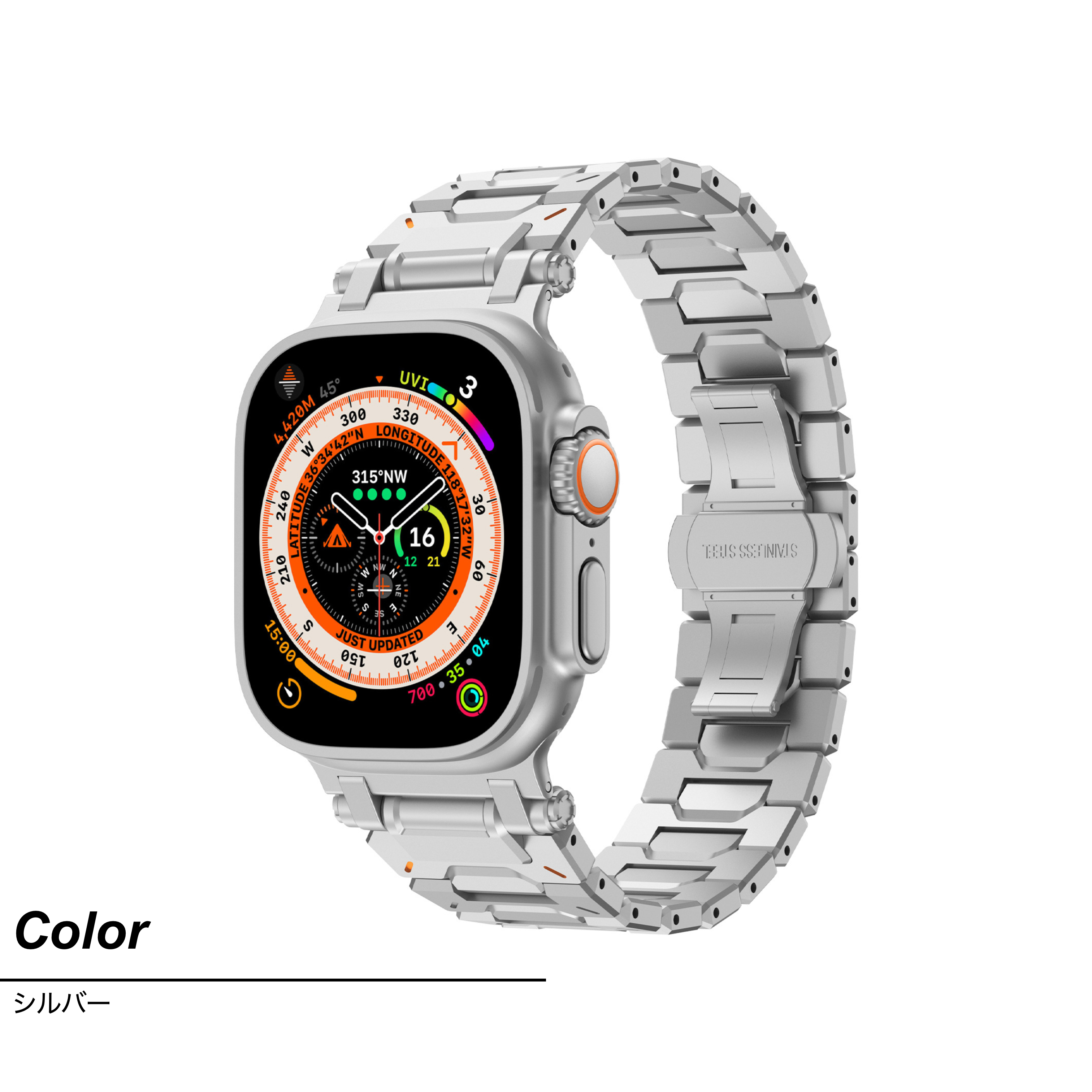 アップルウォッチ バンド Apple Watch ベルト 10 ステンレス 46mm 44mm 45mm SE チタン セット ウルトラ 2 Ultra 49mm Series 9 8 7 高級 Dバックル チタニウム | ブランド登録なし | 03