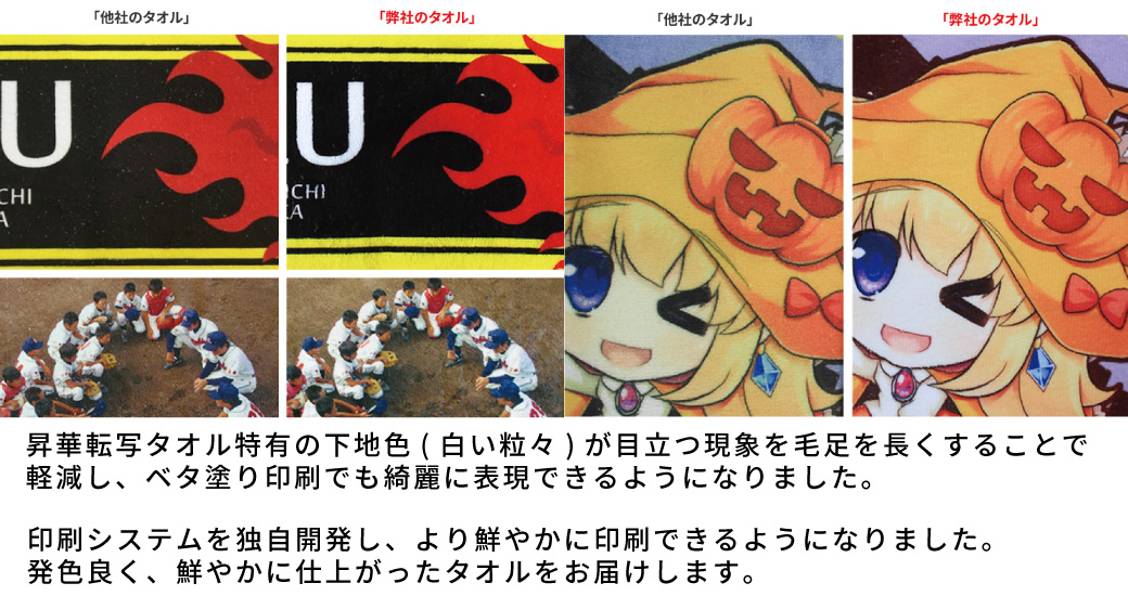 オリジナルタオルの他社比較