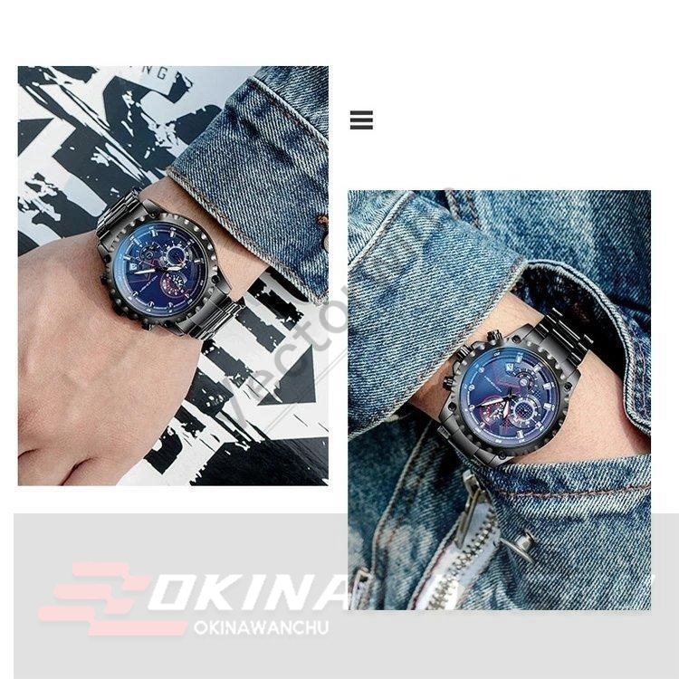 Amazon | LIGE 腕時計 メンズ ステンレス ブルー ファッション