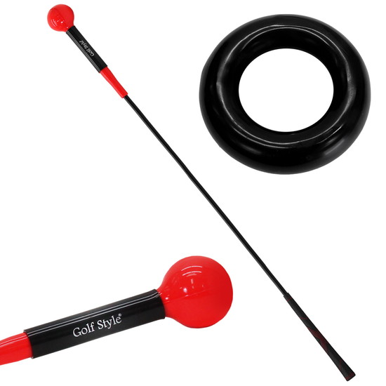 ゴルフ練習器具 スイングトレーナー ウエイトアップ セット 重り 140g ウエイトリング ゴルフ スイング練習 室内 屋外 素振り 矯正 飛距離 グリップ 120cmサイズ | Golf Style | 05