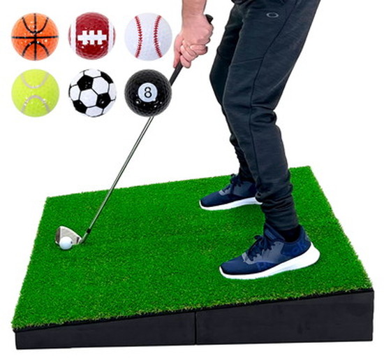 傾斜 ゴルフマット 100×100cm PGAプロと共同開発 特許取得済 ゴルフ 練習 マット 大型 斜面 アプローチ ショット 練習用 人工芝  ラフ芝 20mm 専用バッグ付き