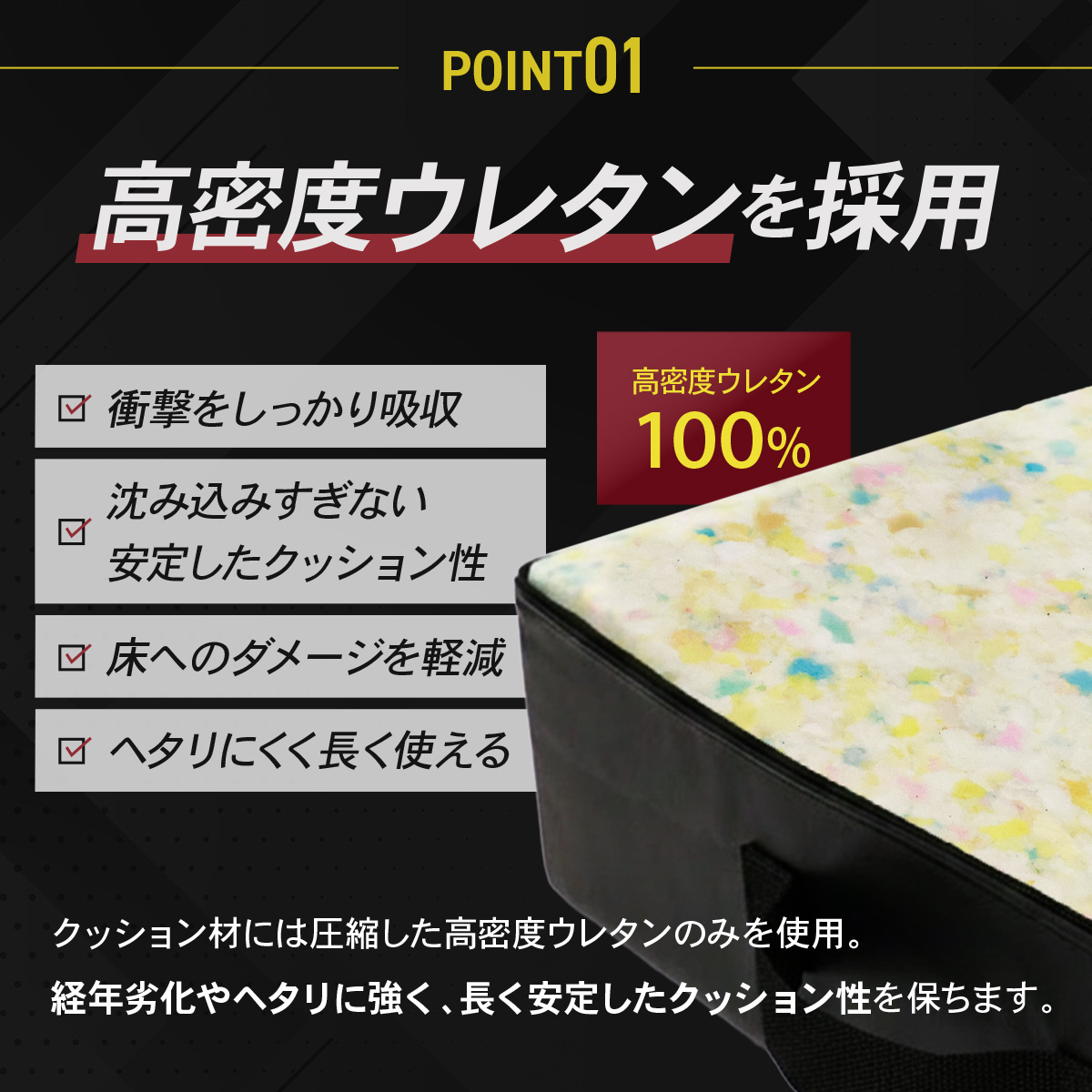 ドロップマット 40×60cm 厚さ15cm ダンベルマット バーベル 防音 衝撃吸収 圧縮ウレタン PVCレザー デッドリフト 床保護 筋トレ トレーニング 2個セット 関連画像5