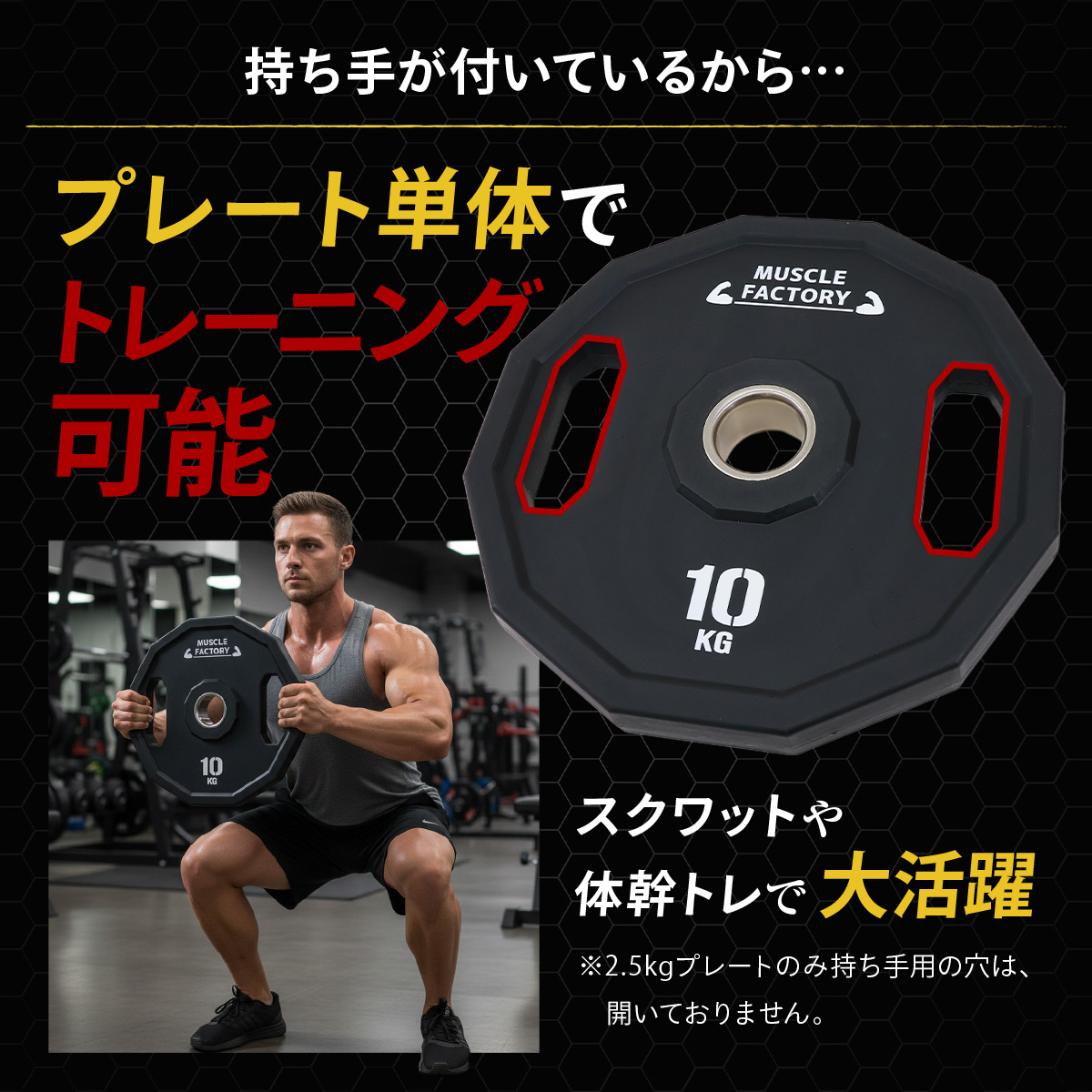 MUSCLE FACTORY オリンピックバーベルプレート 10kg 2枚セット 50mm