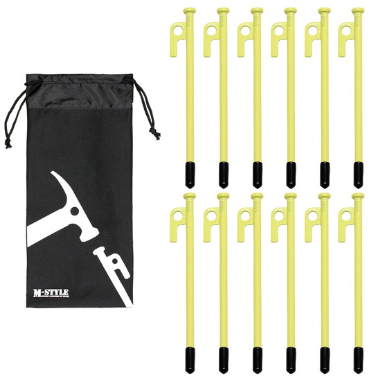 MーSTYLE ペグ 20cm 24本 収納袋 セット 《選べるペグカラー6色》 強靭