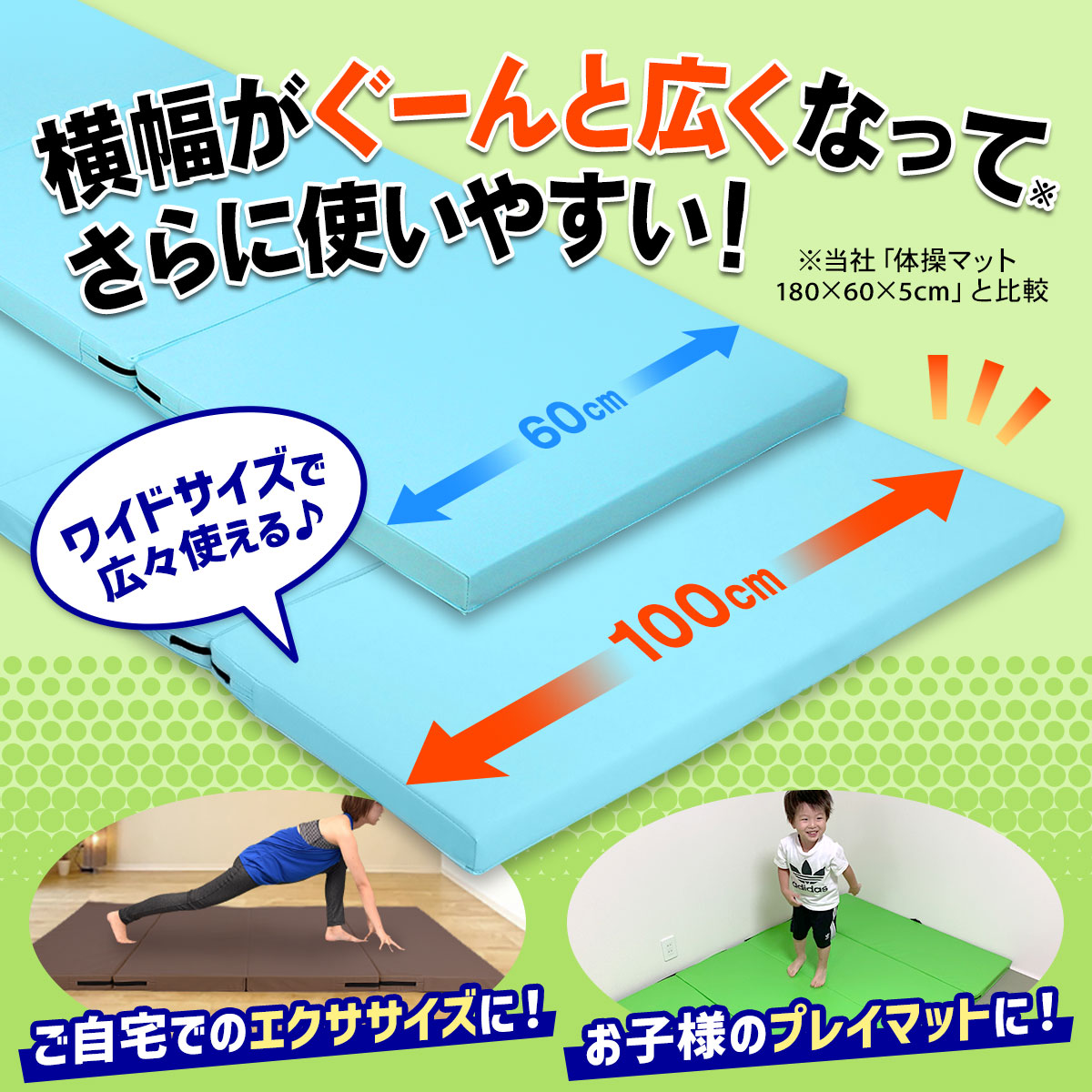 体操 マット 折りたたみ ストレッチマット エクササイズ トレーニング 鉄棒 跳び箱 リングフィット 運動 プレイマット スポーツマット 家庭用 180×100×5cm 4段 関連画像2