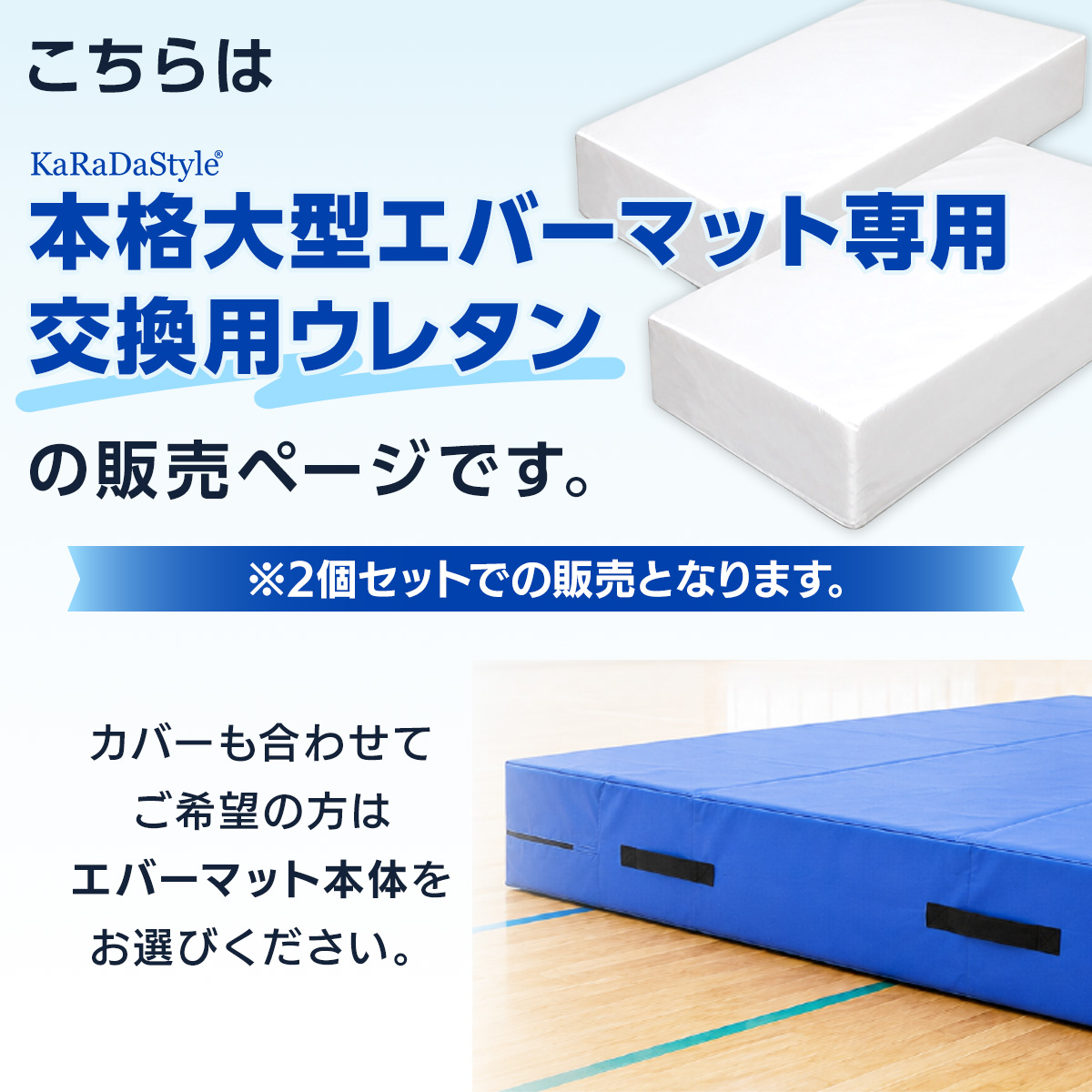 本格大型エバーマット専用 交換用 ウレタン 2個セット エバーマット 中材 クッション Mサイズ Lサイズ対応 体操マット 学校 体育館 スポーツ施設 補修パーツ 関連画像1