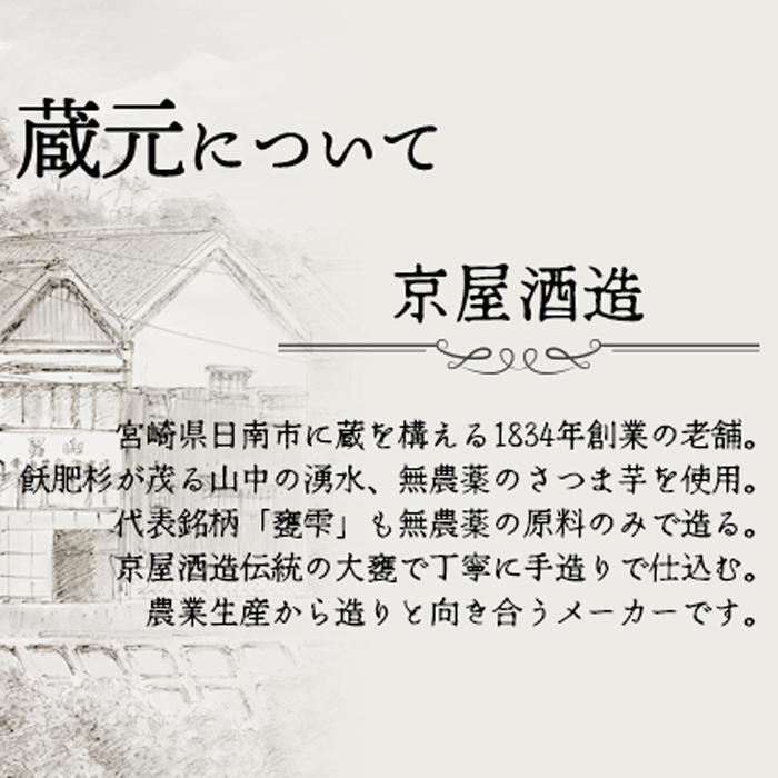 甕雫 かめしずく 20度 1800ml 芋焼酎 甕壺 京屋酒造 宮崎県産 特約店限定｜syuhomiuraya1998｜06