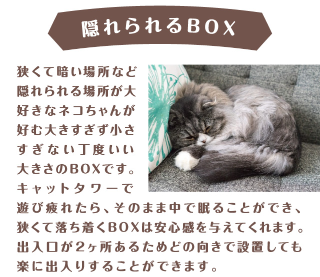 隠れられるBOX　出入口が2か所　どの向きに設置しても楽に出入りできる