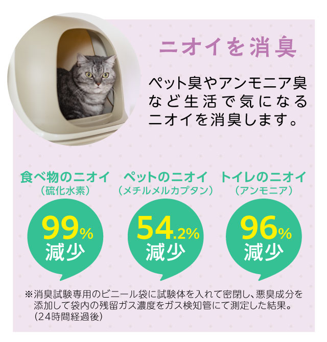ニオイを消臭・ペット臭やアンモニア臭など気になるニオイを消臭
