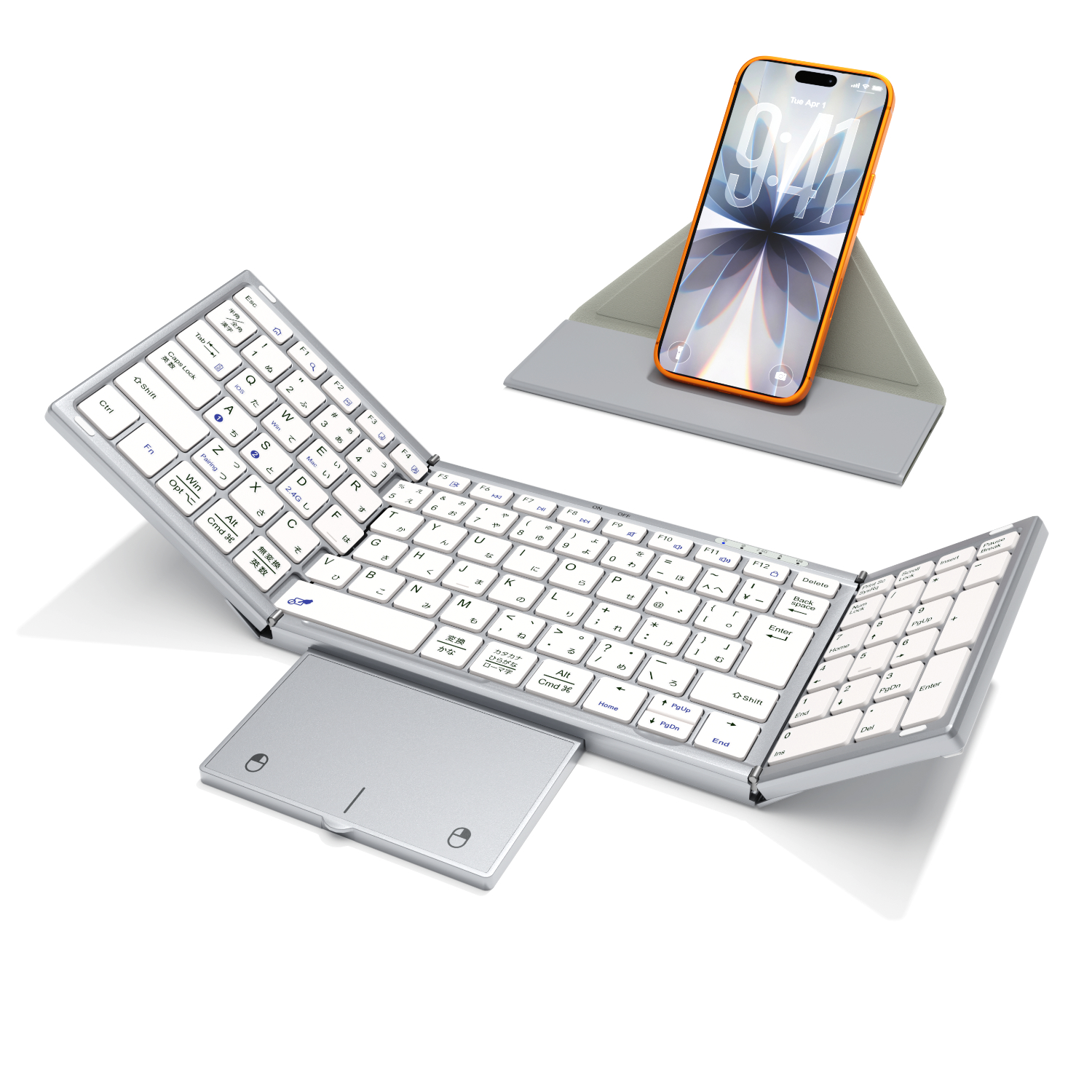 EWIN キーボード ワイヤレス 折りたたみ Bluetooth+2.4GHz キーボード