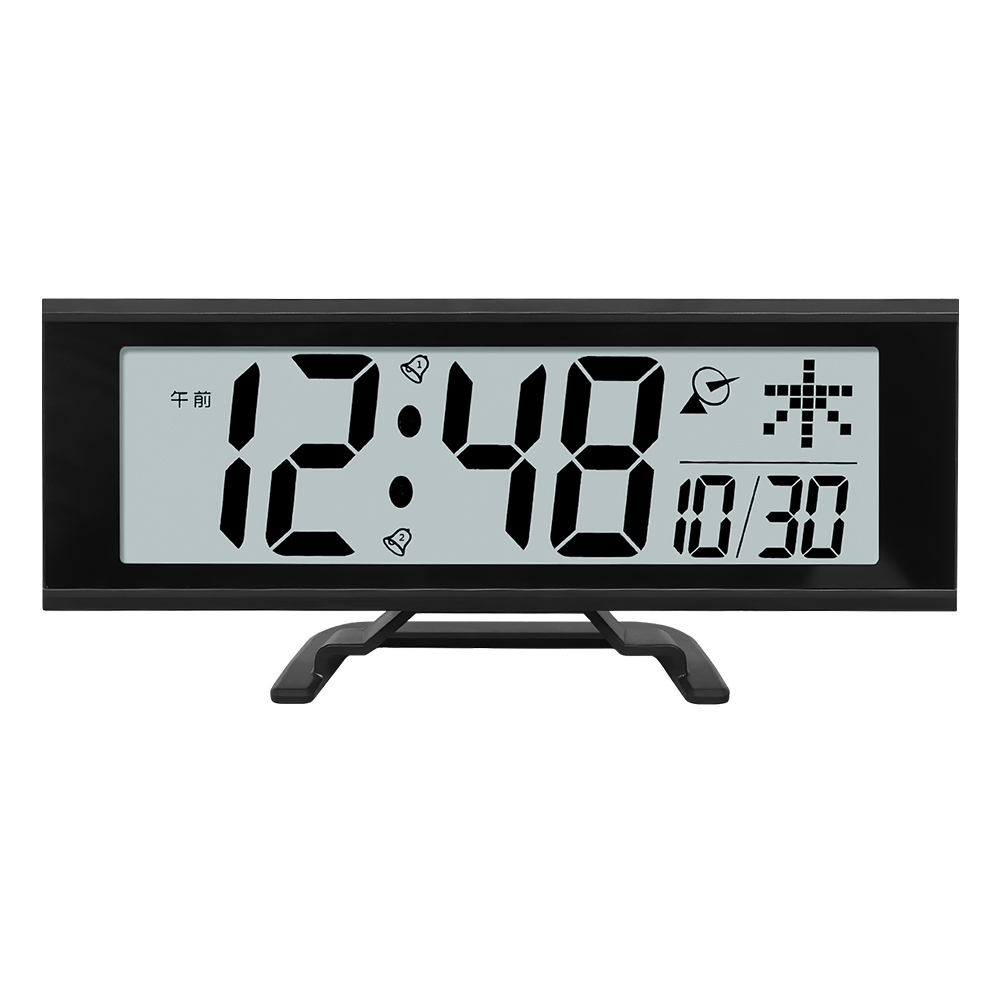 電波時計 デジタル 置き時計 電池式 目覚まし時計 スタンド付き LCD