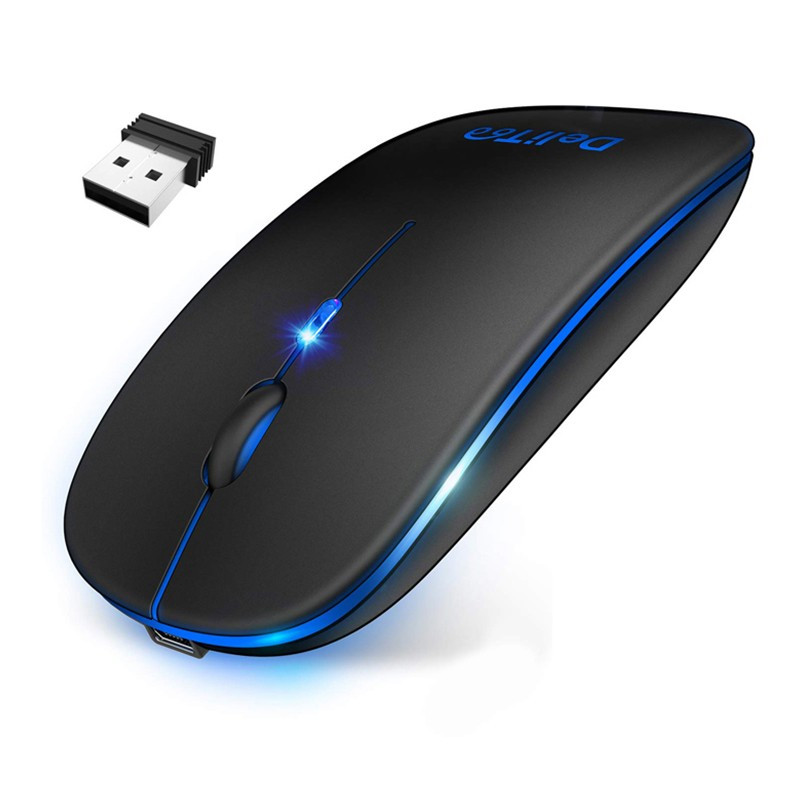 マウス ワイヤレスマウス 充電式 静音 7色ライ付 薄型 軽量 USB パソコン 光学式 省エネルギ...