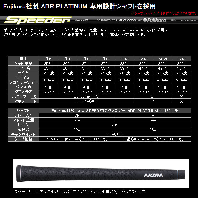 アキラプロダクツ ゴルフ アイアンセット プラチナム Adr プラチナム