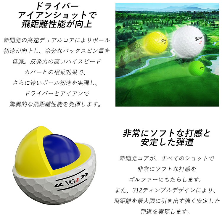 市場 タイトリスト ゴルフ VG3 ゴルフボール 1ダース 12球入り 2022モデル 日本正規品 Titleist  www.southriverlandscapes.com