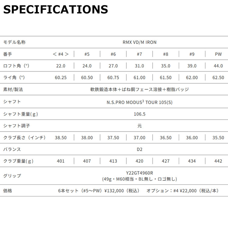 ヤマハ RMX VD/M リミックス アイアン 6本セット N.S.PRO スチール