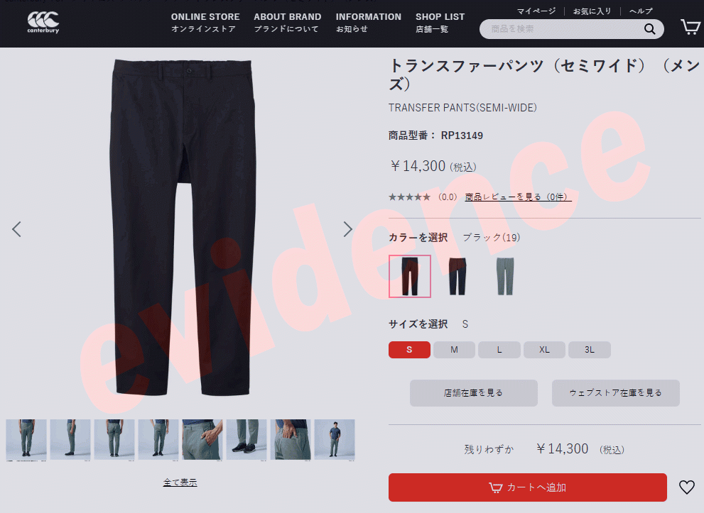 カンタベリー トランスファーパンツ（セミワイド） TRANSFER PANTS