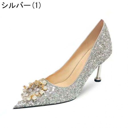 パンプス キラキラ オシャレ ハイヒール ヒール6/8cm ピンヒール レディース ポインテッドトゥ...