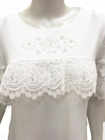 super beauty レース　刺繍　デニム調　ビジュー　チュニック　42 super beauty レース刺繍デニム調ビジューチュニック42