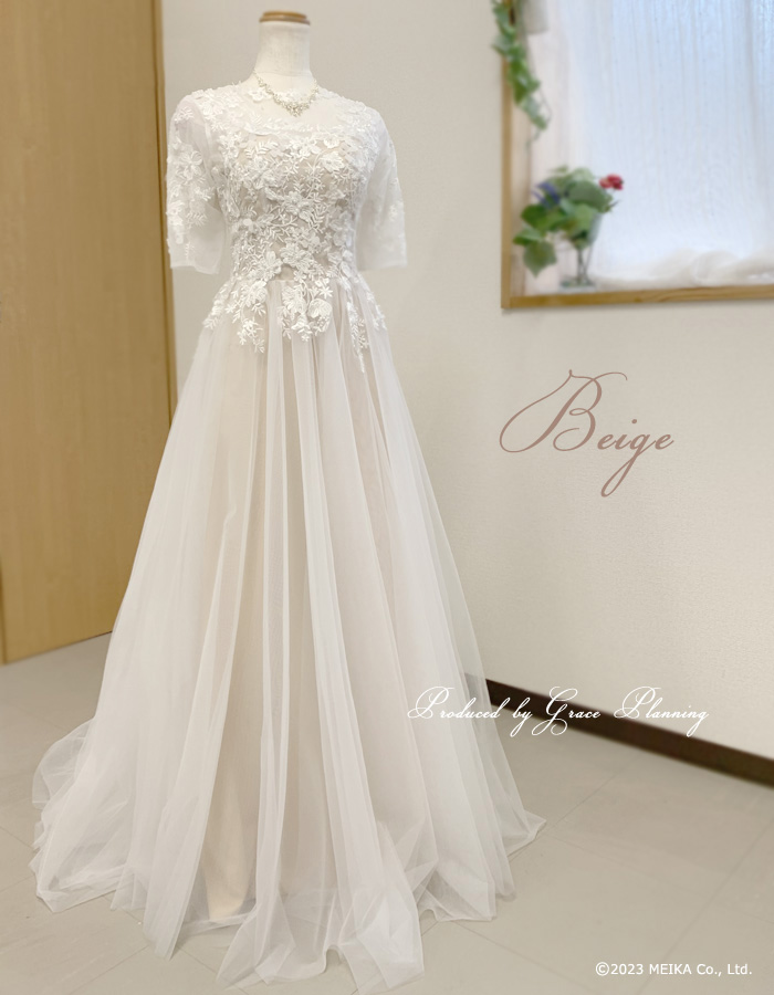 人気 ウェディングドレス  ウエディングドレス 結婚式 袖付き 二次会 白・ベージュ 花嫁ドレス 前撮り 海外挙式 1.5次会  即日発送  背中ファスナー　gcd0612 |  | 02