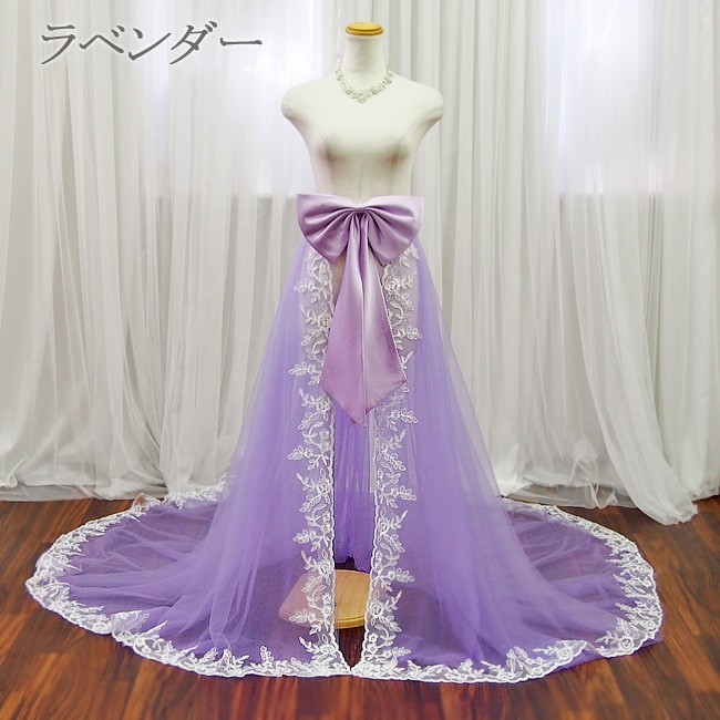 ウェディングドレス カラードレスのアレンジに 緑 ピンク 紫 黄  巻きスカート オーバースカート トレーン ロングドレス 結婚式  SKT13387-4color｜t-bright｜04