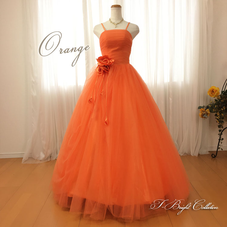 カラードレス 結婚式 演奏会 ロングドレス オレンジ 赤 紫 ネイビー 青 ウェディングドレス 二次...