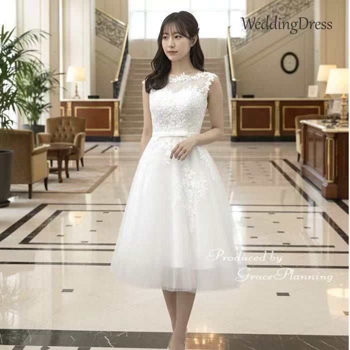 ウエディングドレス ミニ ミモレ ウェディングドレス 結婚式 前撮り