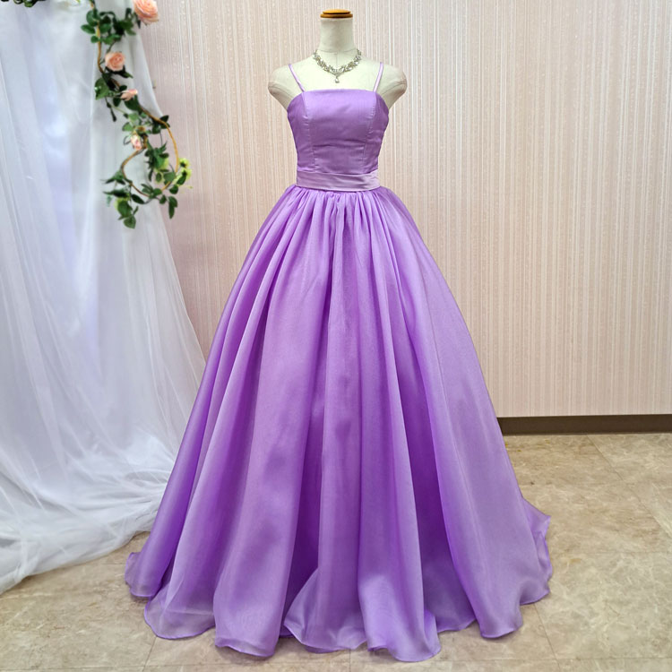 カラードレス 演奏会ドレス ラベンダー 7号9号11号 肩紐付き 結婚式 前