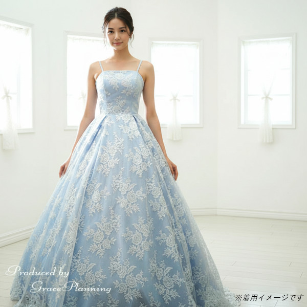 カラードレス 水色 青 演奏会用ドレス パステルカラー ロングドレス