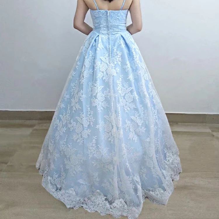 カラードレス 水色 青 演奏会用ドレス パステルカラー ロングドレス