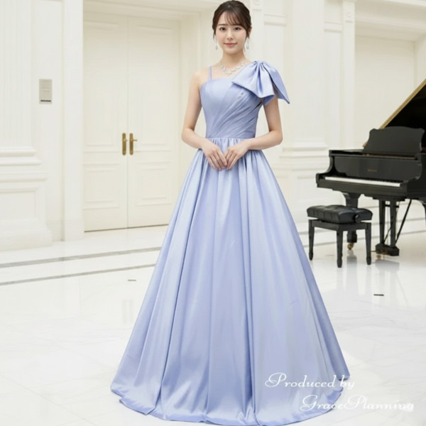 カラードレス 演奏会ドレス 青 緑 オレンジ 紫 肩紐付きで大人可愛い 7