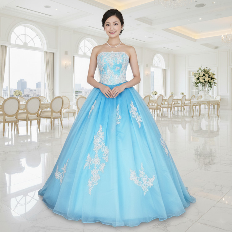 カラードレス 緑 青 黄色 紫 オレンジ 発表会 演奏会ドレス結婚式 前
