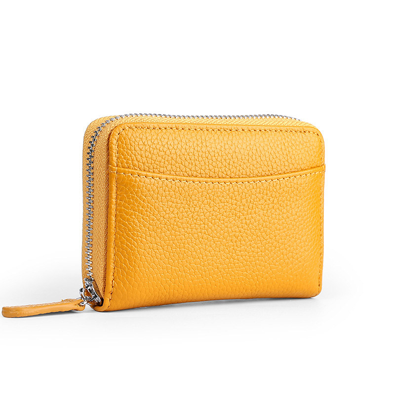 コインケース　本革　ミニ財布 カードケース 新品 大容量　a9 オレンジ　橙色