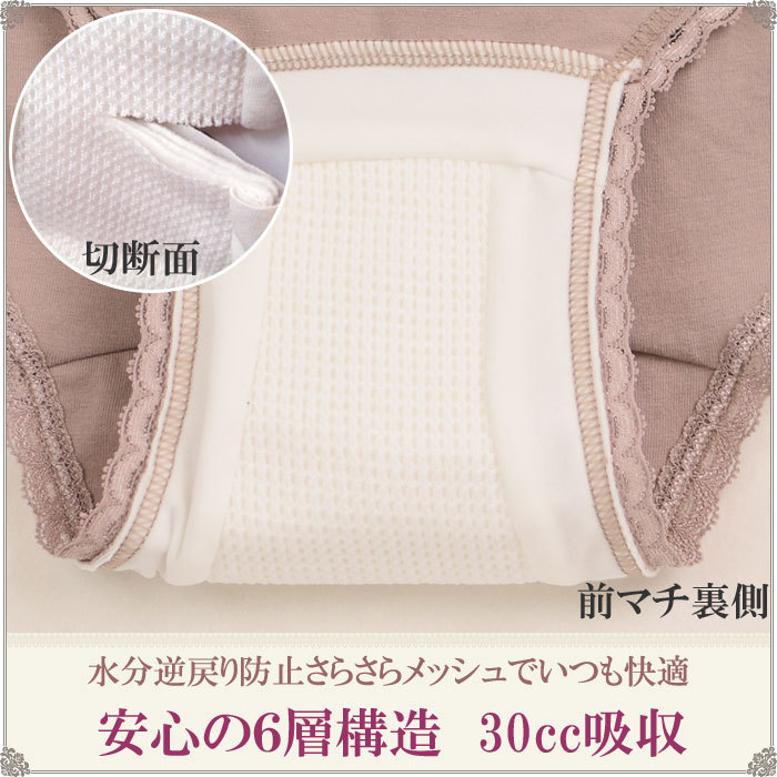 急な 尿漏れ に防水吸水バレないおしゃれ 失禁ショーツM/L/LL 大きいサイズ
