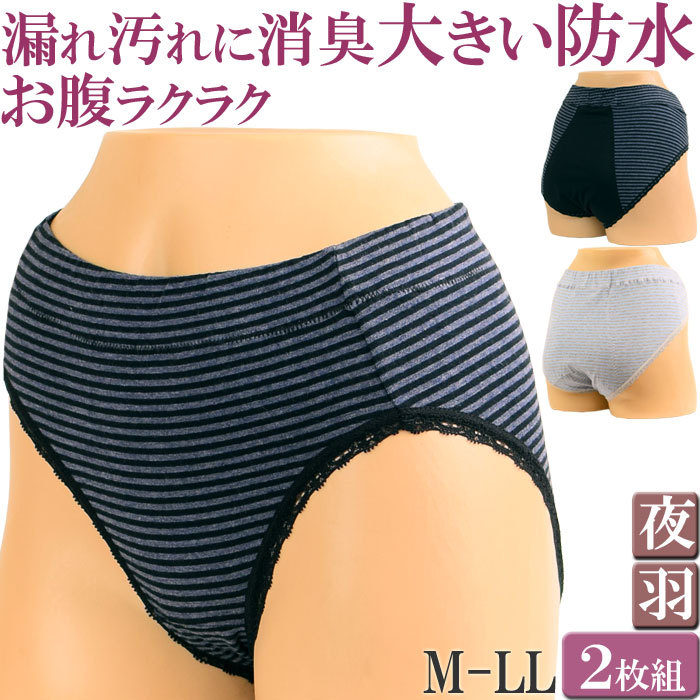 サニタリーショーツ ナイト用 羽つき 生理用ショーツ 夜用  M L LL 大きいサイズ 多い日綿 抗菌消臭  ウィングナプキン対応 レディース下着